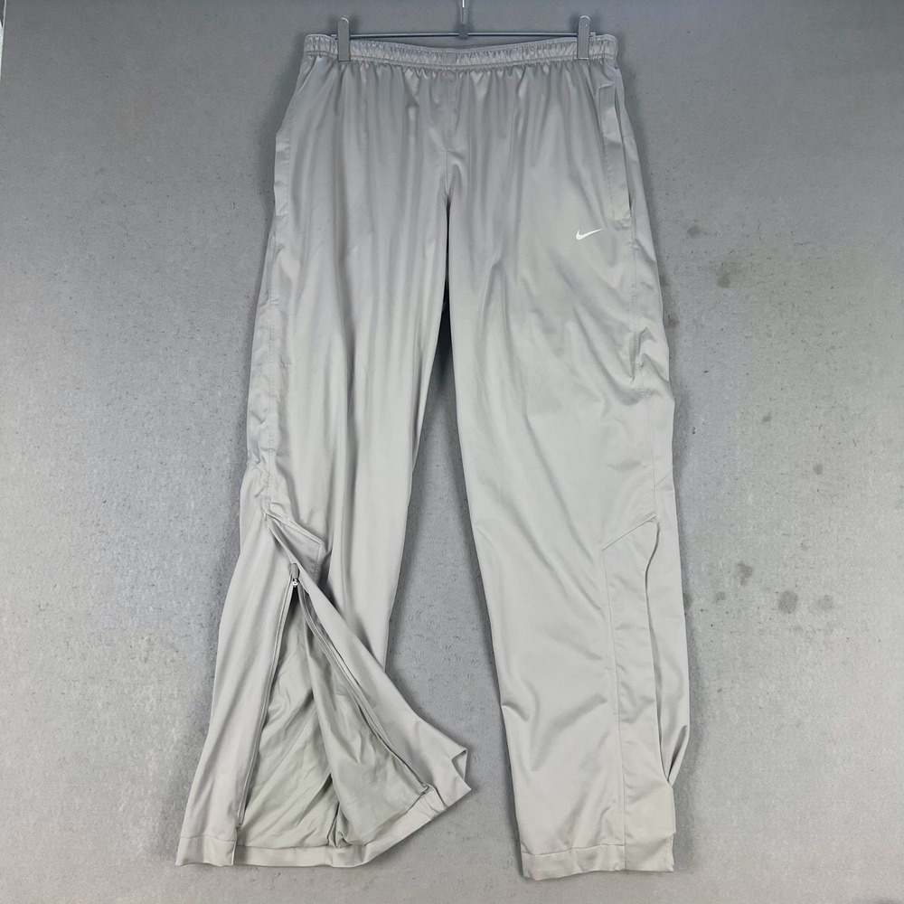 Nike Golf Pants Mens M Grey Wind Pants Elastic‎ Waist Zipper Leg Cuffs Pockets